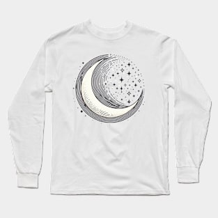 Crescent Moon and stars illustration Long Sleeve T-Shirt